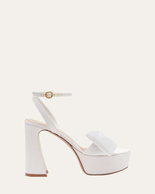 Raso Bow Ankle-Strap Platform Sandals